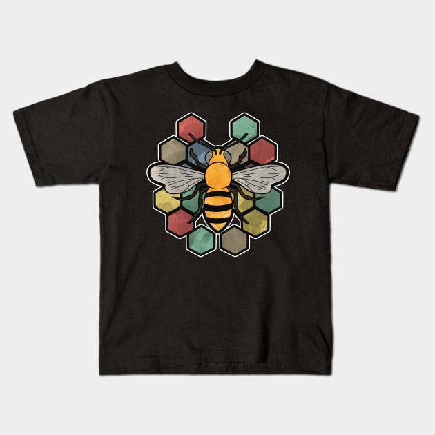 Colourful retro honey bee Kids T-Shirt by Imutobi